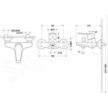 Смеситель для ванны Bravat Line F65299C-1