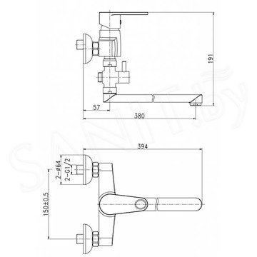 Смеситель для ванны Cersanit Cari S951-241