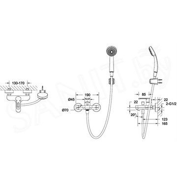 Смеситель для ванны Bravat Stream-D F637163C-B