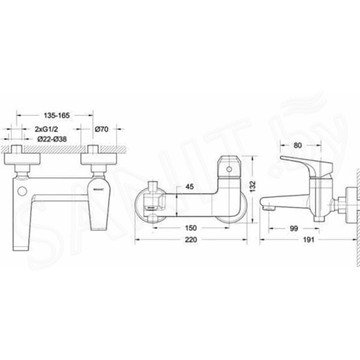 Смеситель для ванны Bravat Vega F6119177CP-01