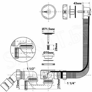Сифон для ванны McAlpine HC31M-N1-1M
