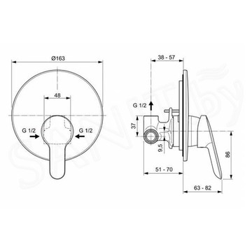 Смеситель встраиваемый Ideal Standard BD125AA с гигиеническим душем