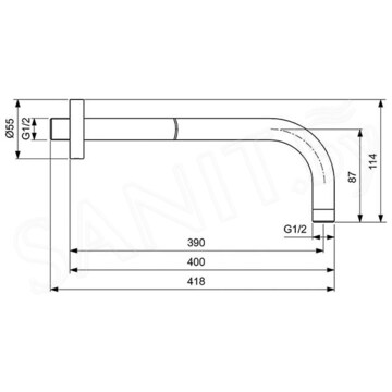 Кронштейн для верхнего душа Ideal Standard Idealrain Black BB9445XG