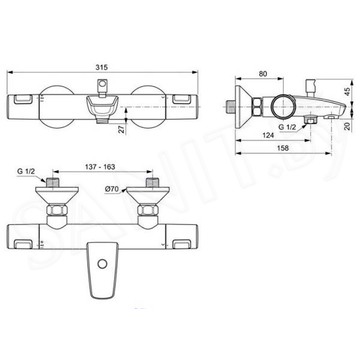 Смеситель для ванны Ideal Standard Ceratherm T25 A7206AA термостатический