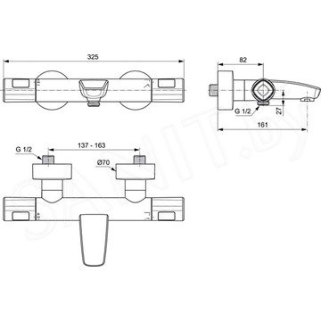 Смеситель для ванны Ideal Standard Ceratherm T100 A7238AA термостатический