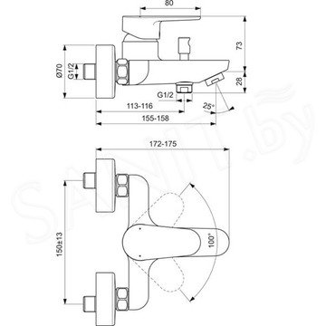 Смеситель для ванны Ideal Standard Cerafine O Black BC500XG