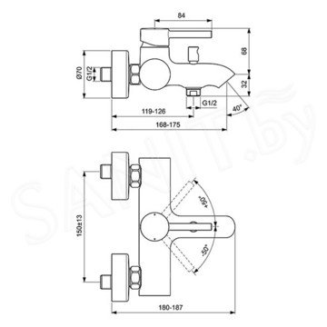 Смеситель для ванны Ideal Standard Ceraline Black BC199XG