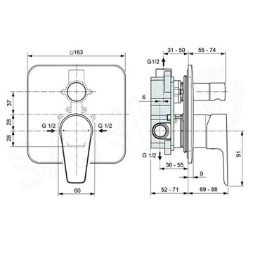 Смеситель встраиваемый Ideal Standard Cerafine Model D A7189AA (2 функции)