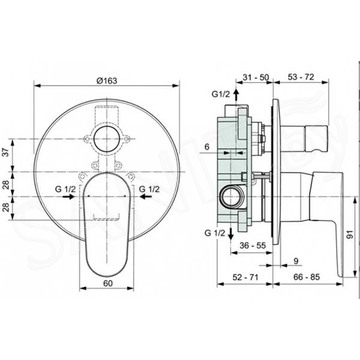 Смеситель встраиваемый Ideal Standard Cerafine Model O A7193AA (2 функции)