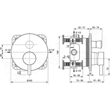 Смеситель встраиваемый Ideal Standard Ceraline A6939AA (2 функции)