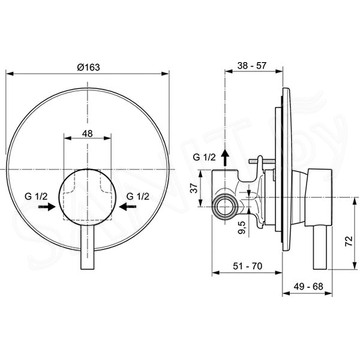 Смеситель встраиваемый Ideal Standard Ceraline A6940AA (1 функция)