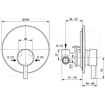 Смеситель встраиваемый Ideal Standard Ceraline Black A6940XG (1 функция)