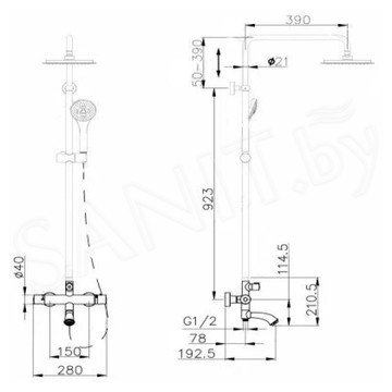 Душевая стойка Vivi Felice 1260 с термостатом