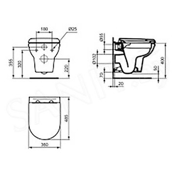 Подвесной унитаз Ideal Standard Exacto Rimless R002601 безободковый с крышкой SoftClose UV09001