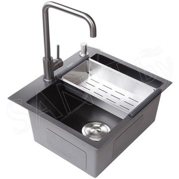 Кухонная мойка Avina HM5045 PVD (графит) с коландером и дозатором
