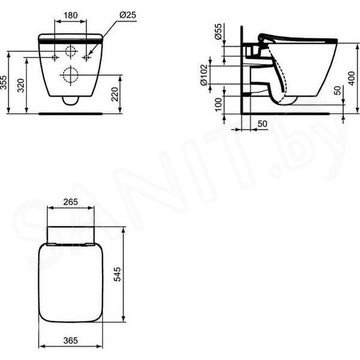 Комплект инсталляции Ideal Standard Prosys Frame 120 M с подвесным унитазом Strada II AquaBlade и крышкой SoftClose