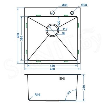 Кухонная мойка Avina HM4848 с коландером и дозатором