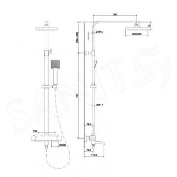 Душевая стойка Vivi Felice 1160 с термостатом