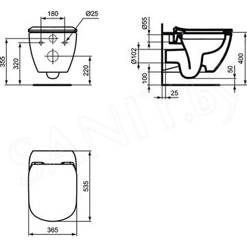 Комплект инсталляции OLi120 Olipure (Fresh) с унитазом Ideal Standard Tesi Aquablade и сиденьем Soft Close