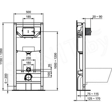 Комплект инсталляции OLi120 Olipure (Fresh) с унитазом Ideal Standard Tesi Aquablade и сиденьем Soft Close