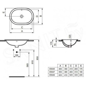 Умывальник Ideal Standard Connect E504501 / E504701 / E504901