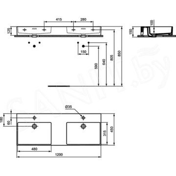 Умывальник Ideal Standard Extra T373101 двойной