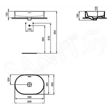 Умывальник Ideal Standard Strada II Oval Vessel T360401