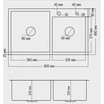 Кухонная мойка Avina HM8048 с коландером и дозатором