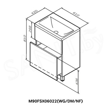 Тумба под умывальник AM.PM Gem 50 / 60 / 75 / 80 напольная 2 ящика