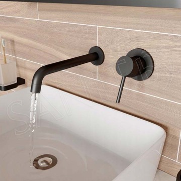 Душевая система встраиваемая Rea Lungo Black + смеситель для умывальника встраиваемый