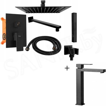 Душевая система встраиваемая Rea Fenix Black + смеситель для умывальника на столешницу