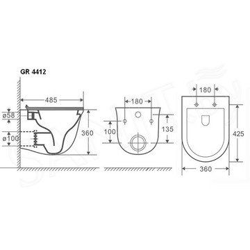 Подвесной унитаз Grossman GR-4412S / GR-4412MS безободковый с крышкой Slim