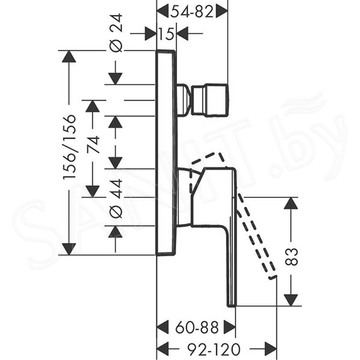 Смеситель встраиваемый Hansgrohe Vernis Shape 71468670 / 71468000 (2 функции)