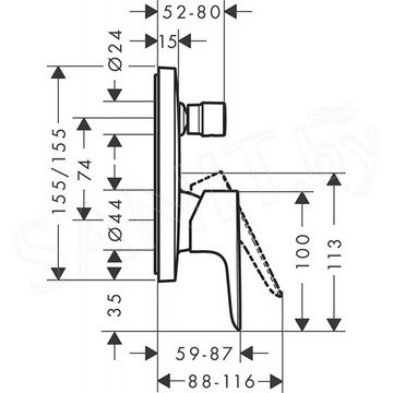 Смеситель встраиваемый Hansgrohe Talis E 71745000 (2 функции)