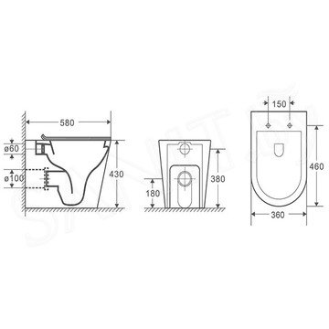 Приставной унитаз Grossman GR-PR4450S безободковый с крышкой Slim