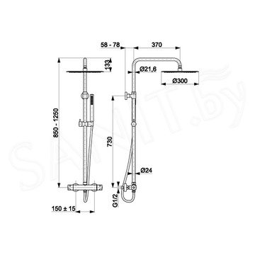 Душевая стойка Armatura Moza Black Premium 5736-920-81 с термостатом