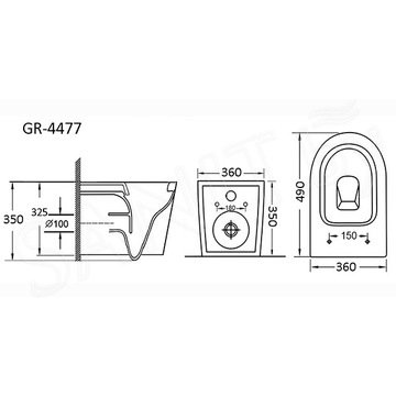 Подвесной унитаз Grossman GR-4477S безободковый с крышкой Slim