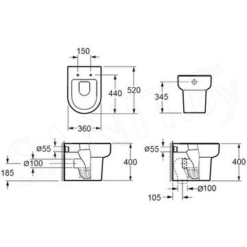 Приставной унитаз Grossman GR-PR3015 Elegance с крышкой Slim