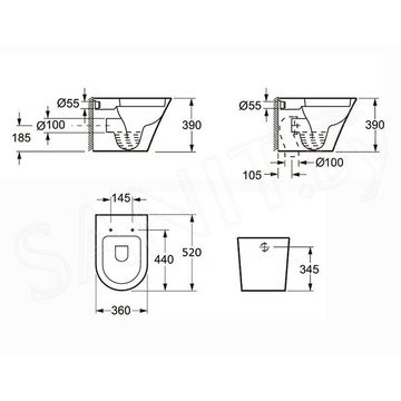 Приставной унитаз Grossman GR-PR3011 Modern с крышкой Slim