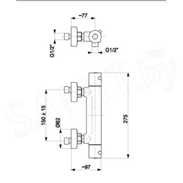 Смеситель для душа Armatura Moza Black 5736-010-81 с термостатом