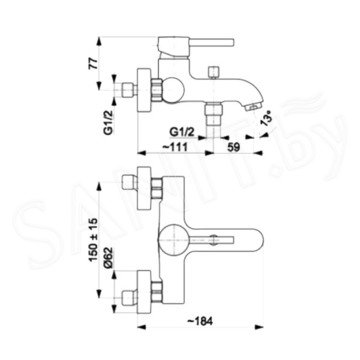 Смеситель для ванны Armatura Moza 5034-010-00