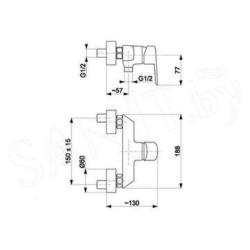 Смеситель для душа Armatura German 4516-010-00