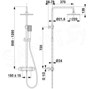 Душевая стойка Armatura Logon Black 5746-910-81 с термостатом