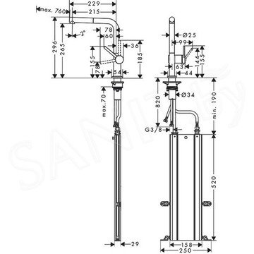 Смеситель для кухонной мойки Hansgrohe Talis M54 72809000 с выдвижным изливом