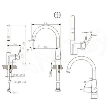 Смеситель для кухонной мойки Bravat Vega F7119177CP-3