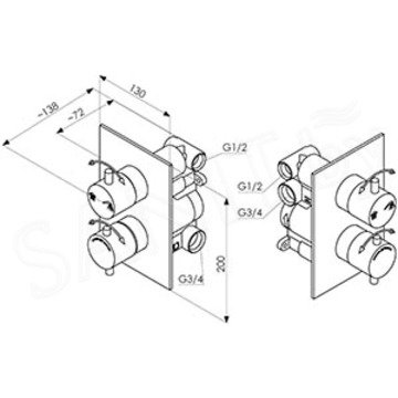 Смеситель встраиваемый Armatura Ariana 579-421-00 с термостатом (2 функции)