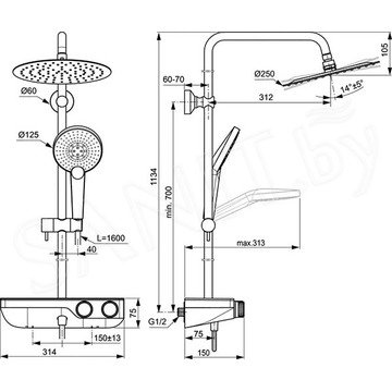 Душевая стойка Ideal Standard Ceratherm S200 A7331AA термостатическая