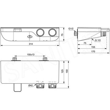 Смеситель для ванны Ideal Standard Ceratherm S200 A7330AA термостатический