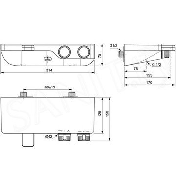 Смеситель для ванны Ideal Standard Ceratherm S200 A7330AA термостатический