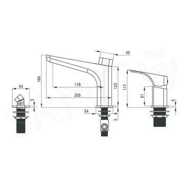 Смеситель на борт ванны Deante Hiacynt BQH 013M на 3 отверстия